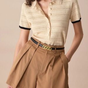 The Apricot Contrast-Lapel Knit Top